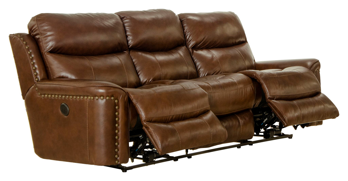 Ceretti - Power Reclining Sofa - Brown Italian Top Grain Leather Match - Hornell Furniture Outlet
