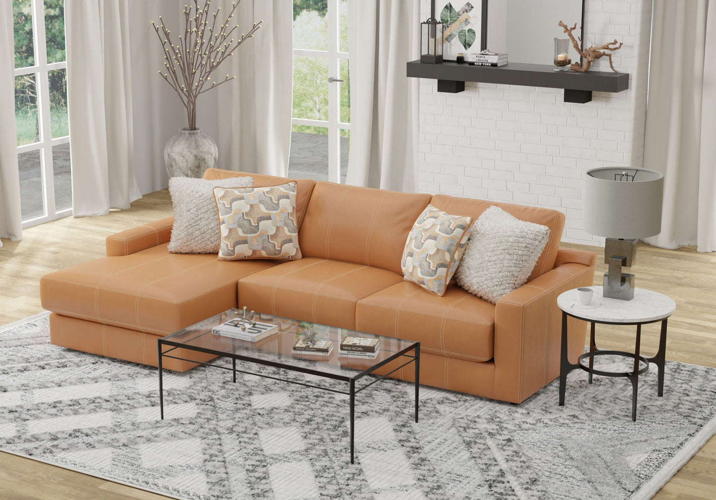 Minori - Italian Leather Sectional - Hornell Furniture Outlet