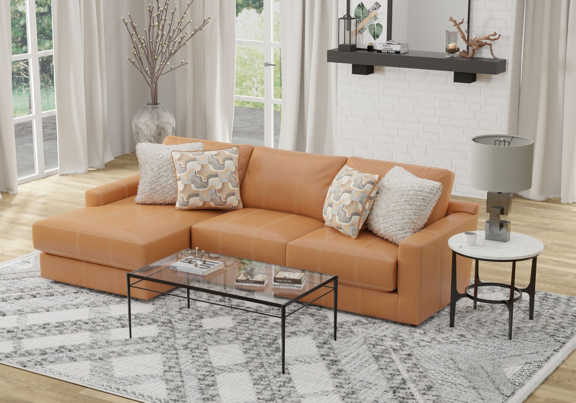 Minori - Italian Leather Sectional - Hornell Furniture Outlet