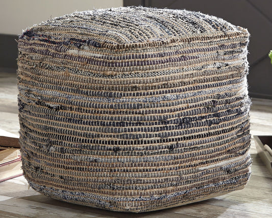 Absalom - Denim - Pouf - Hornell Furniture Outlet