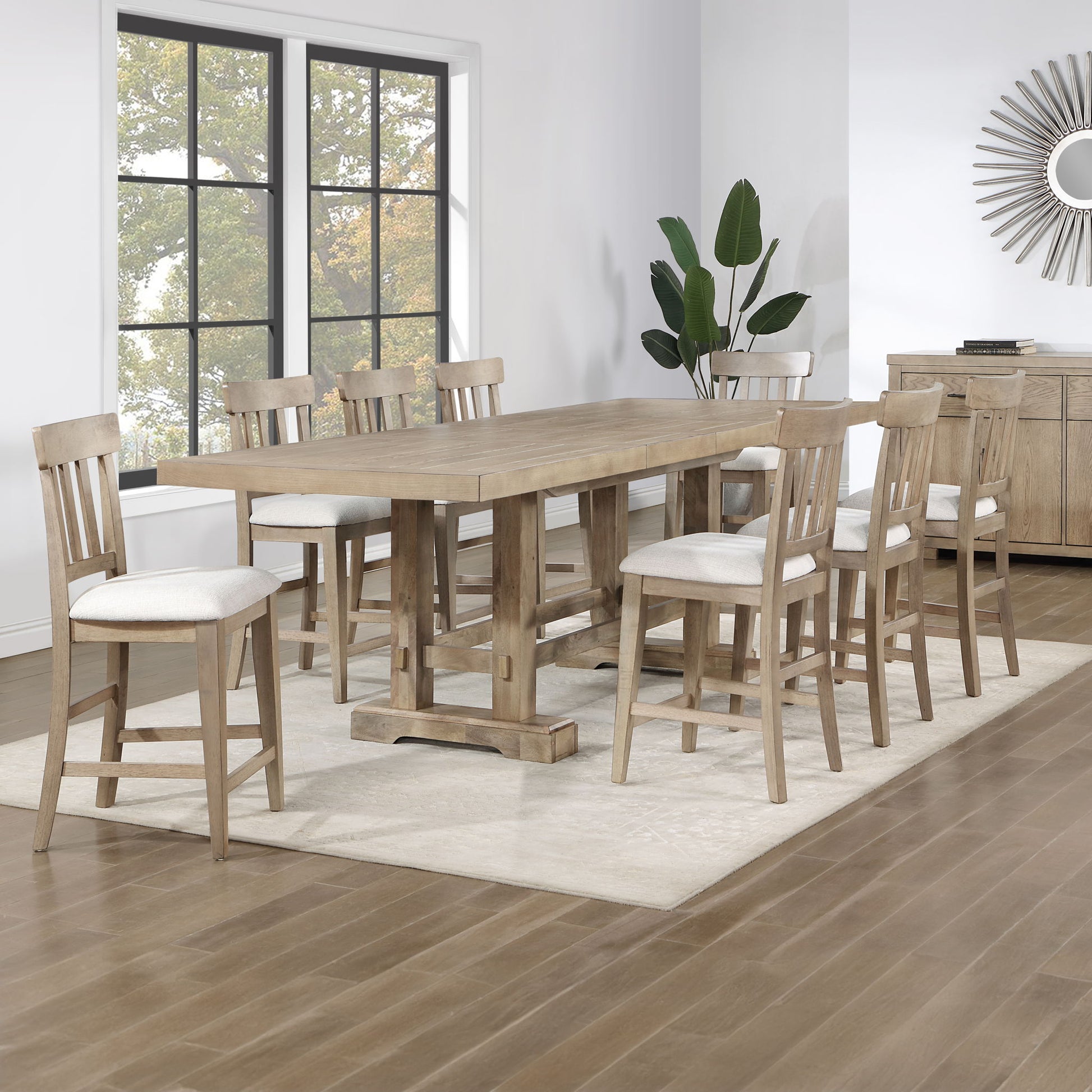 Napa - 9 Piece Counter Set - Sand Brown - Hornell Furniture Outlet