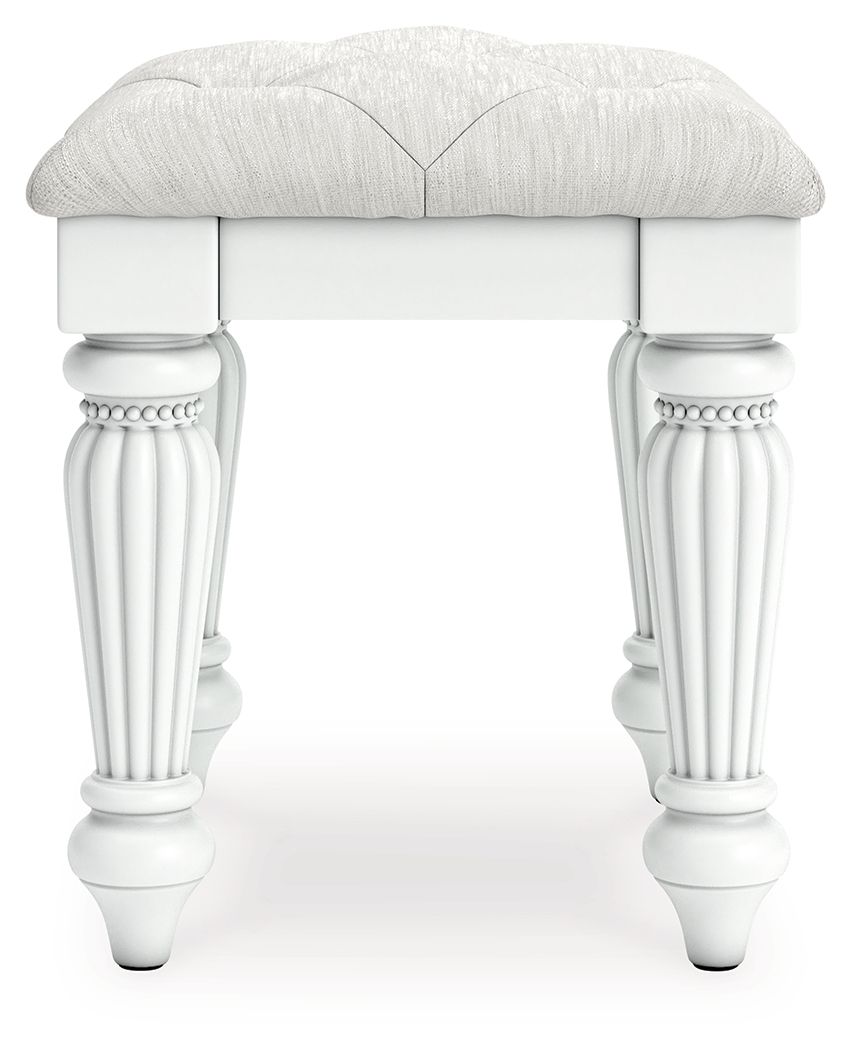 Kozlani - Vanity Upholstered Stool - White - Hornell Furniture Outlet
