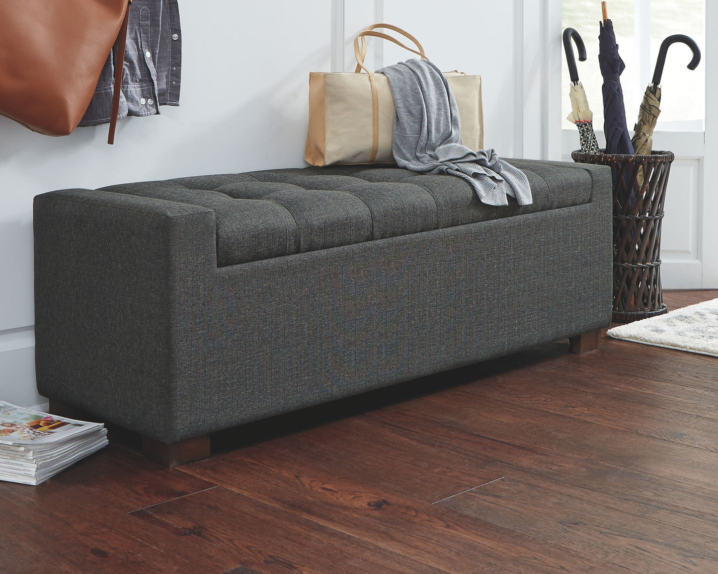 Cortwell - Gray - Storage Bench - Hornell Furniture Outlet
