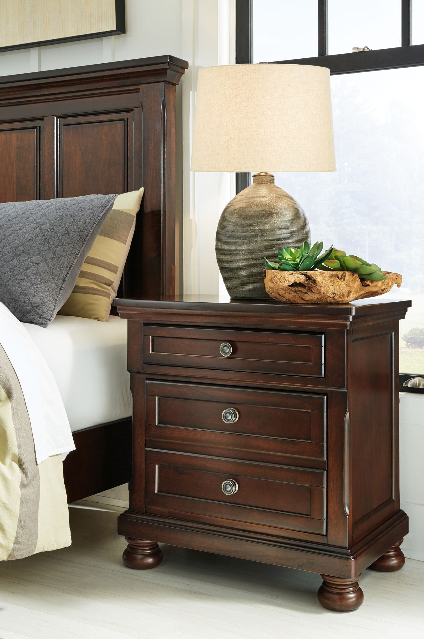 Porter - Dark Brown - Two Drawer Night Stand - Hornell Furniture Outlet