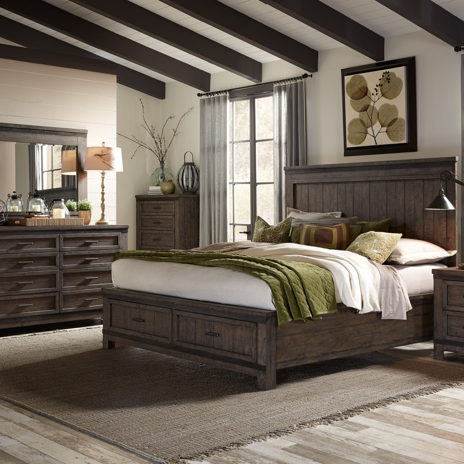 Thornwood Hills - Storage Bed, Dresser & Mirror - Hornell Furniture Outlet