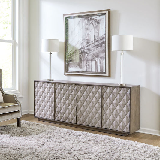 Prism - 82" Accent TV Console - Weathered Bark With Weathered Gray Doors - Hornell Furniture Outlet
