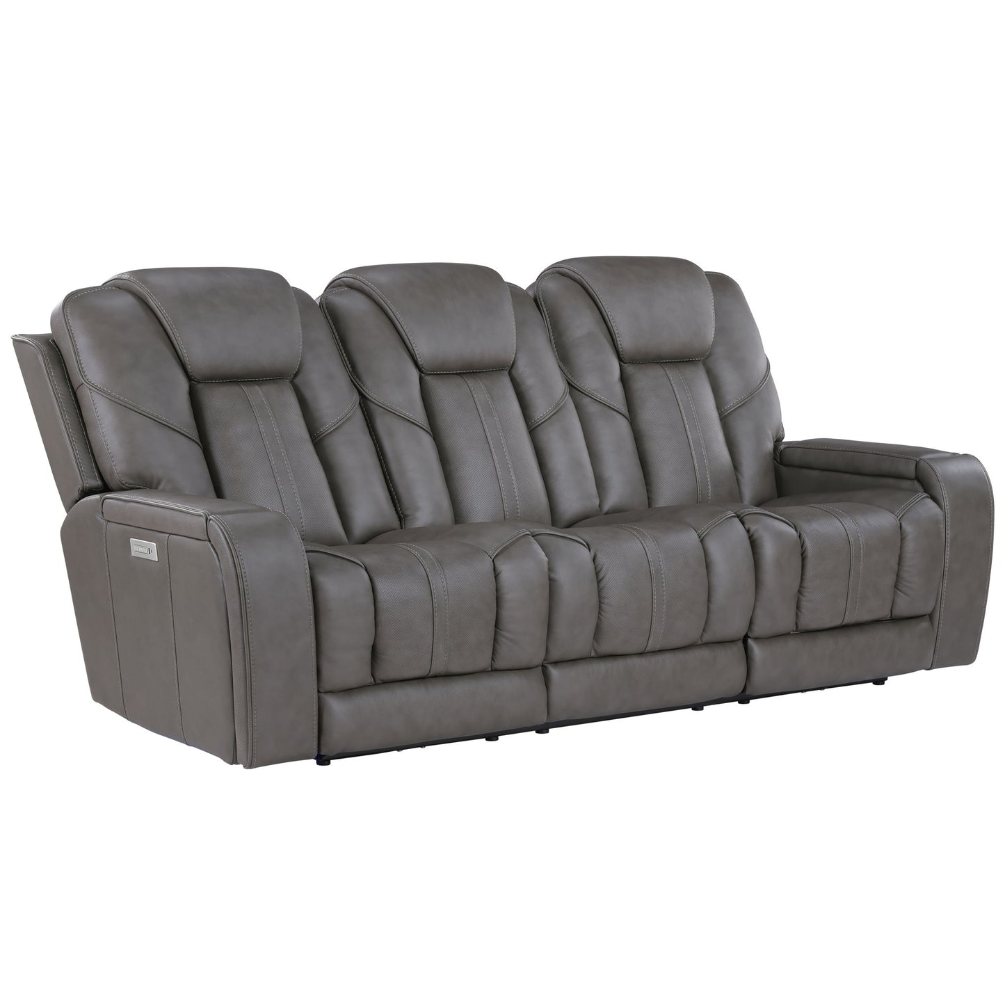 Daniel - 3 Piece Triple - Power Leather Reclining Set - Gray - Hornell Furniture Outlet