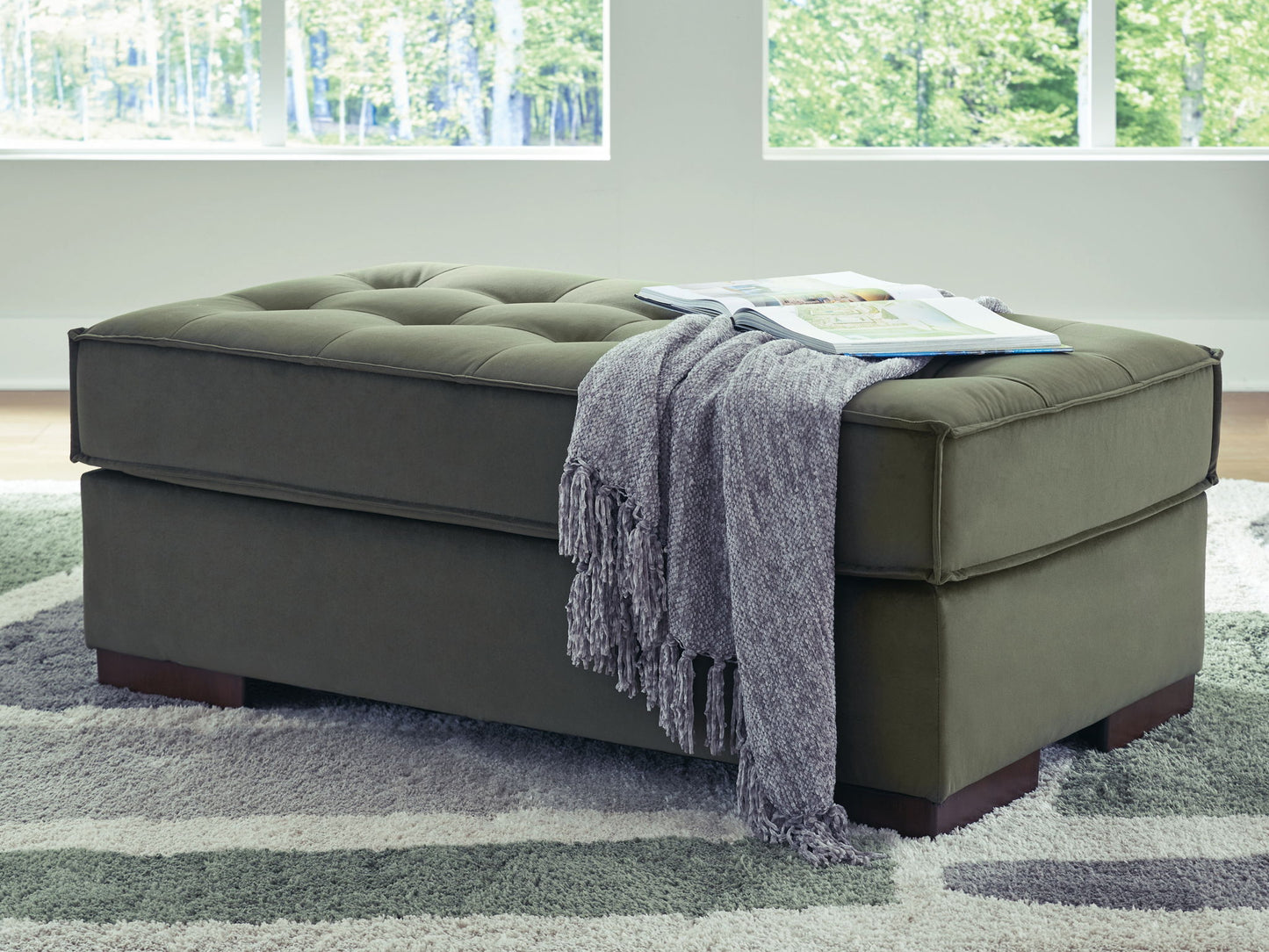 Caspian - Town - Olive - Oversized Accent Ottoman - Hornell Furniture Outlet