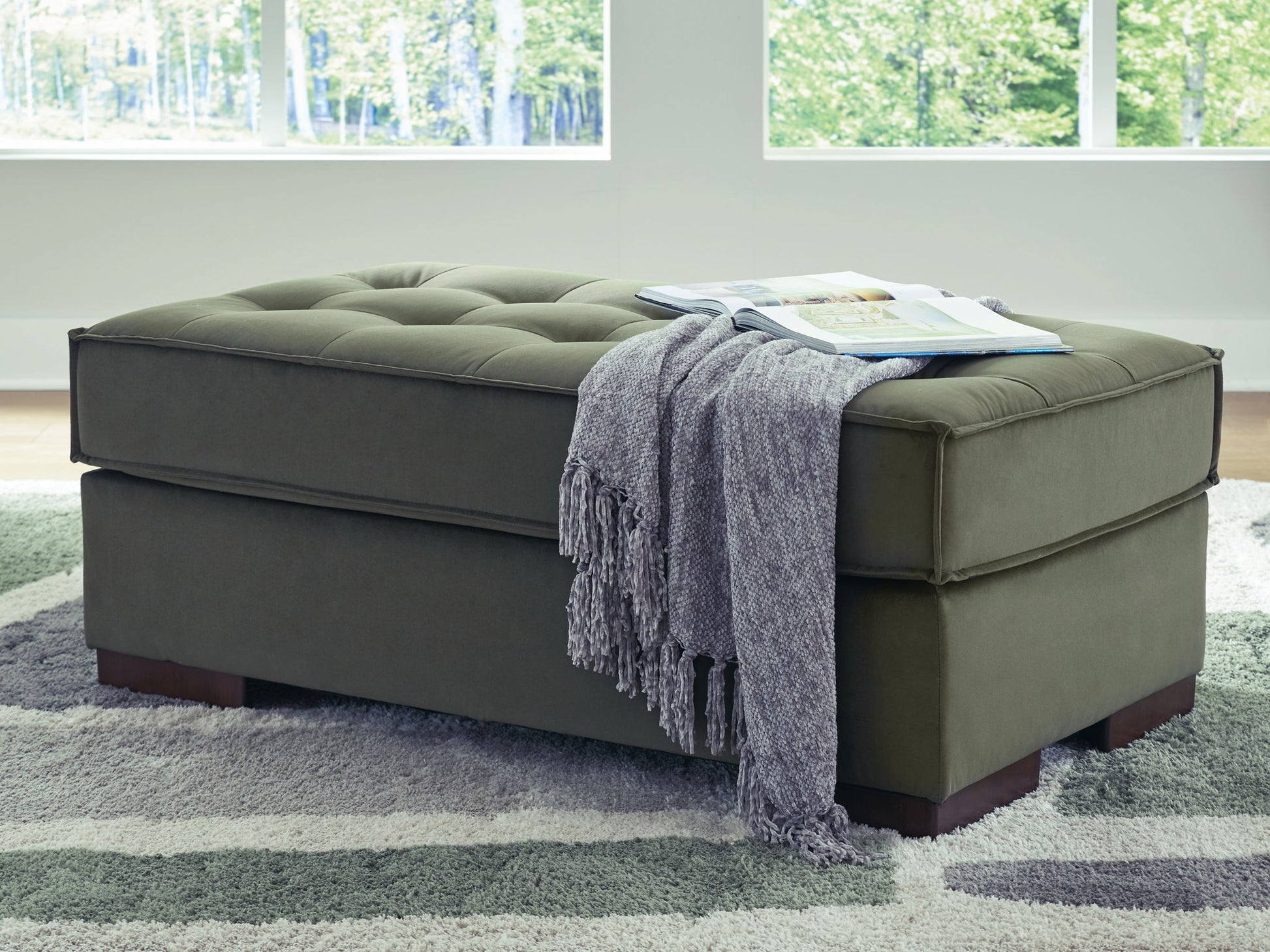 Caspian - Town - Olive - Oversized Accent Ottoman - Hornell Furniture Outlet