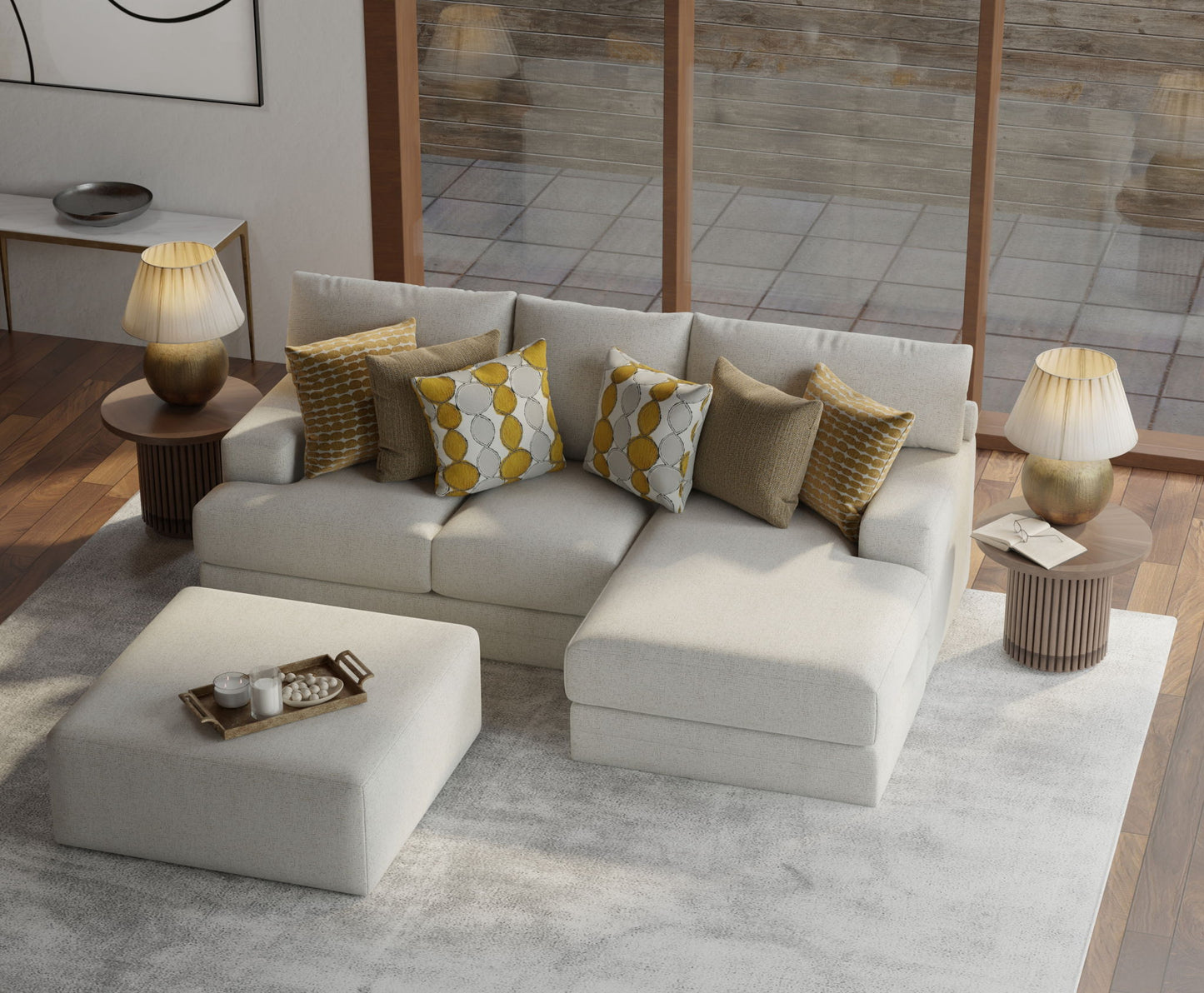 Tori - Sectional With Comfort Coil Seating, Cocktail Ottoman And Accent Pillows Included - Hornell Furniture Outlet