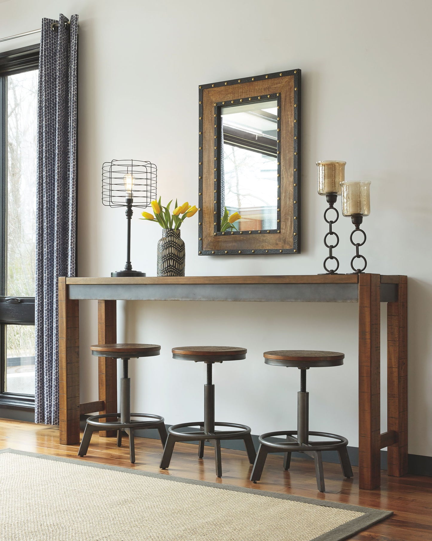 Torjin - Dark Brown - Long Counter Table - Hornell Furniture Outlet