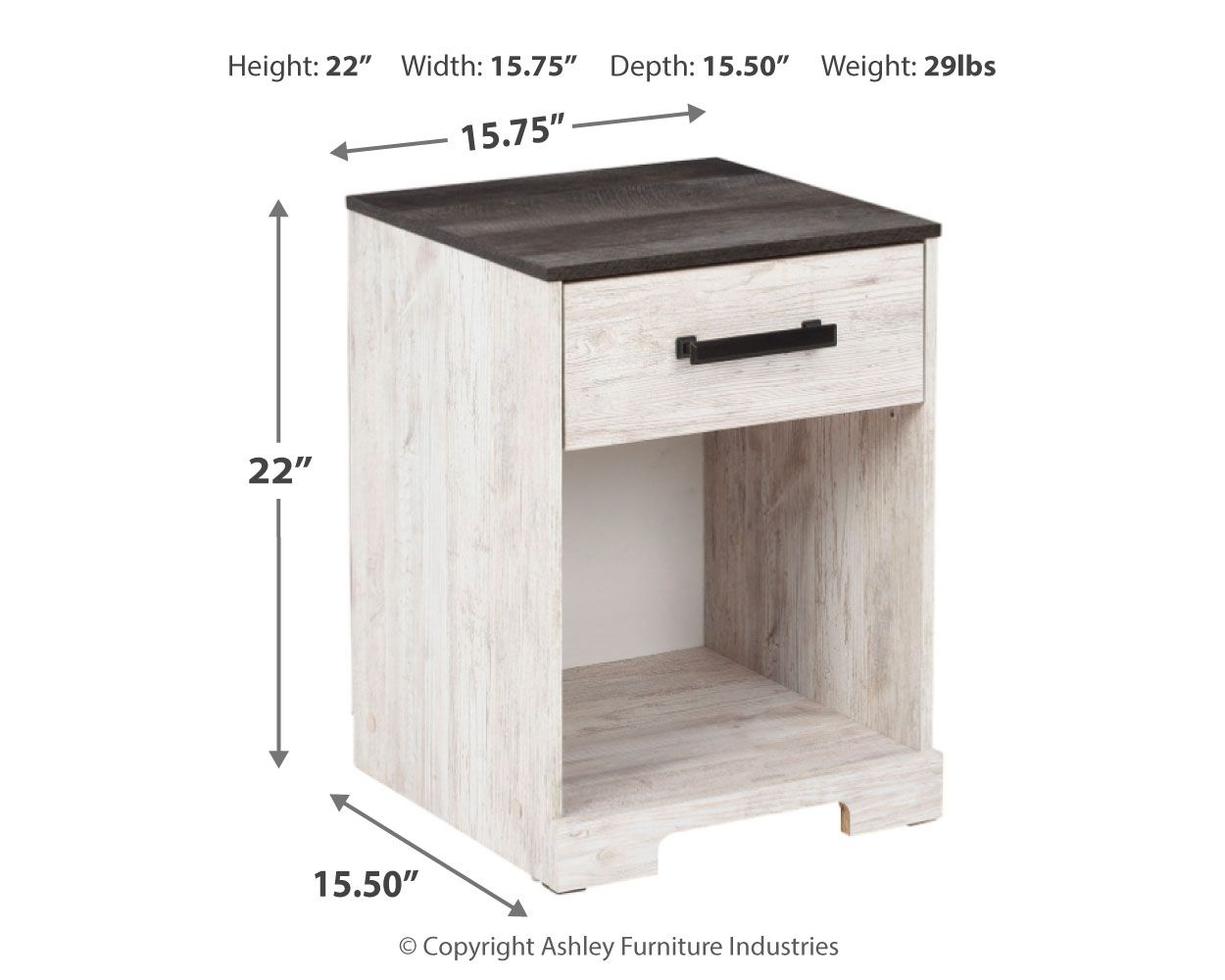 Shawburn - Whitewash / Charcoal Gray - One Drawer Night Stand - Hornell Furniture Outlet