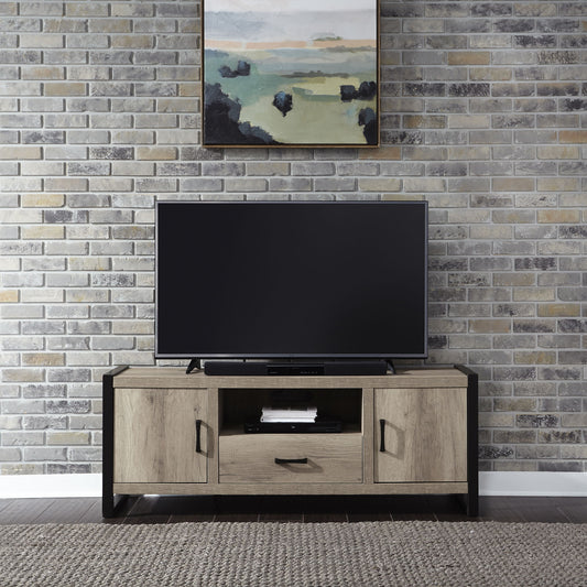 Sun Valley - Entertainment Center With Piers (Metal Side Drawers) - Light Brown - Hornell Furniture Outlet
