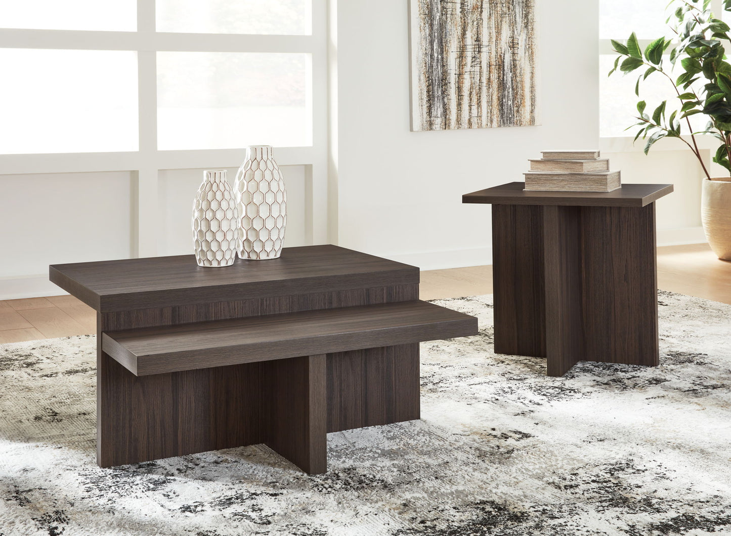 Zendex - Brown - Occasional Table Set (Set of 2) - Hornell Furniture Outlet