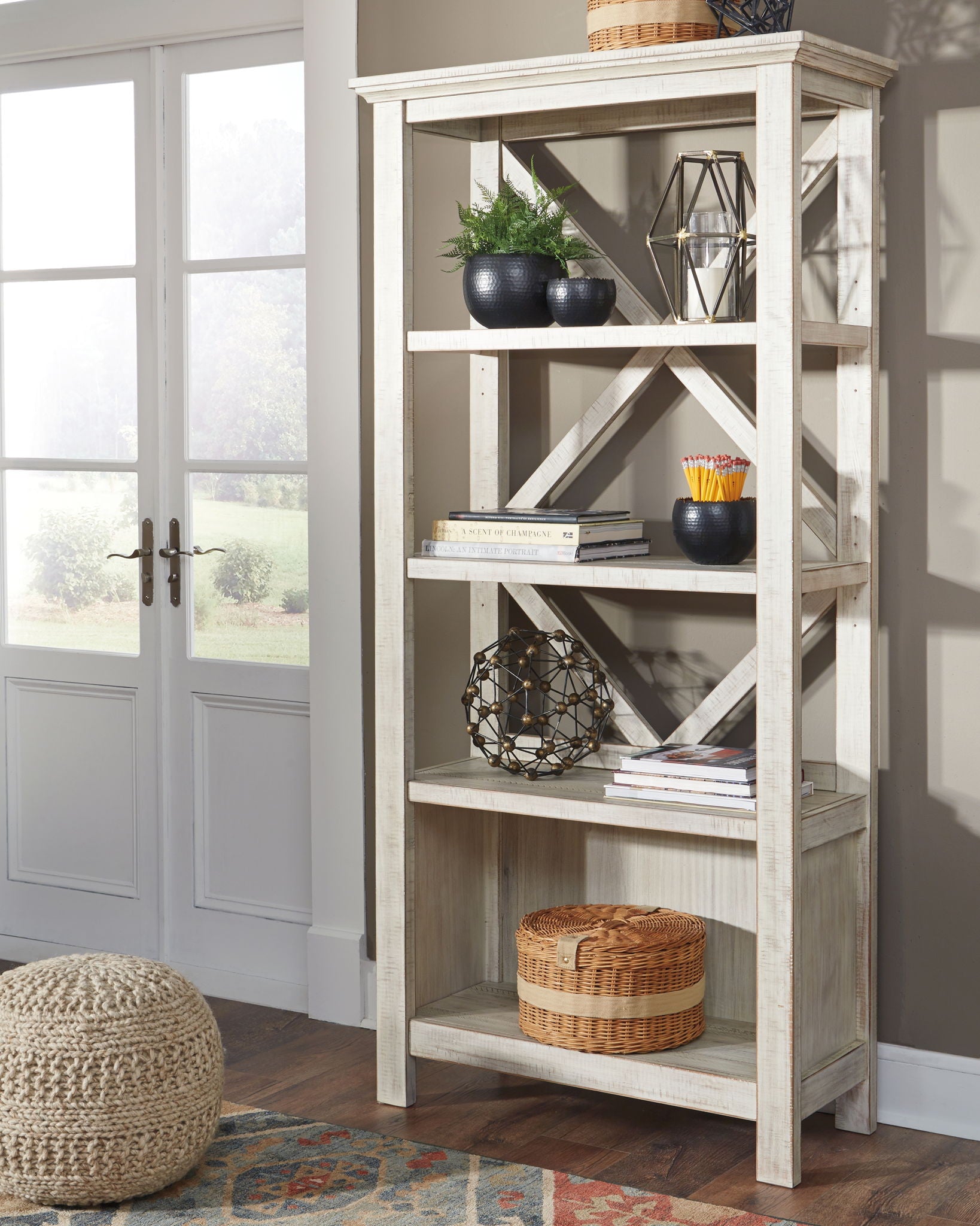 Carynhurst - Whitewash - Large Bookcase - Hornell Furniture Outlet