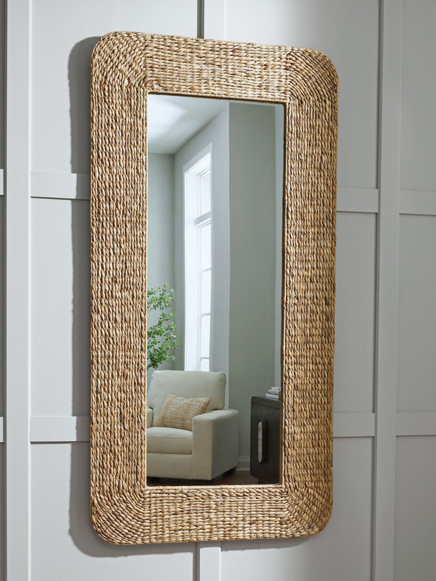 Norigan - Natural - Floor Mirror - Hornell Furniture Outlet