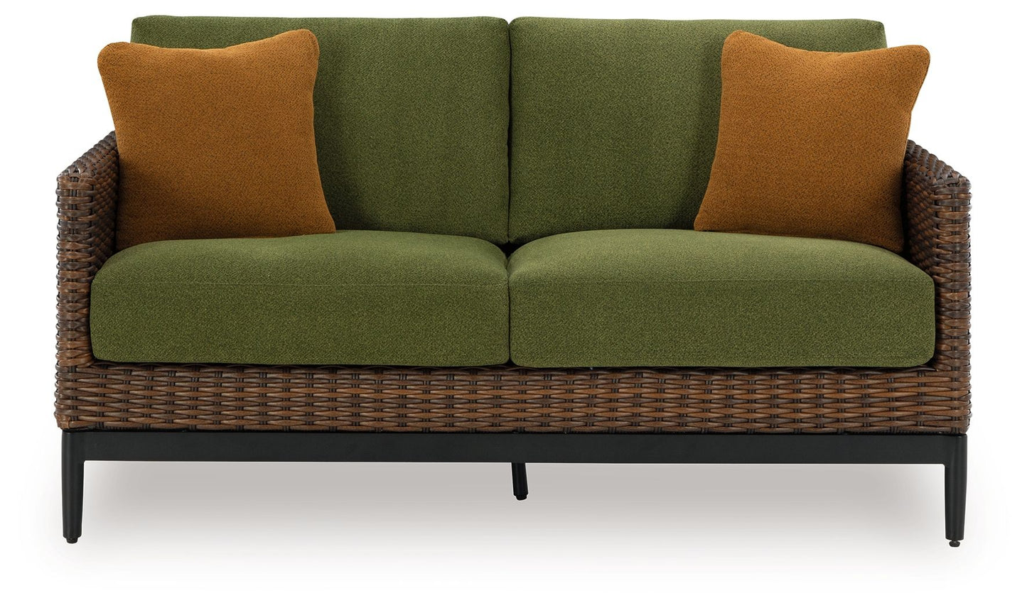 Horizon Hall - Brown / Green - Loveseat With Cushion - Hornell Furniture Outlet
