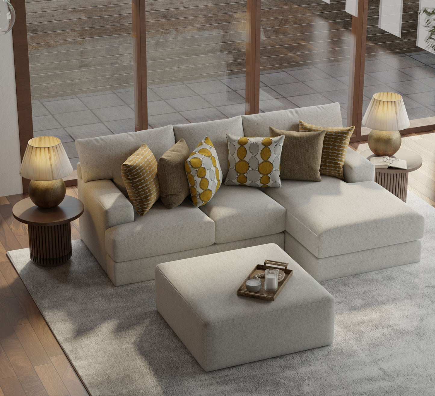 Tori - Sectional With Comfort Coil Seating, Cocktail Ottoman And Accent Pillows Included - Hornell Furniture Outlet