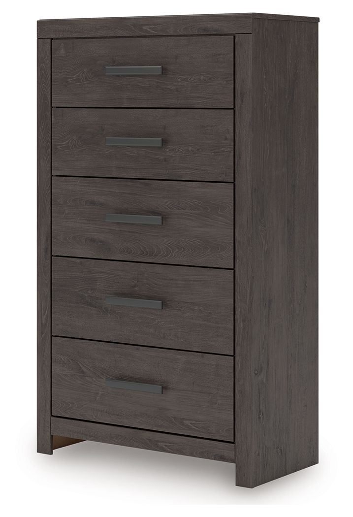Prendonea - Charcoal - Five Drawer Chest - Hornell Furniture Outlet