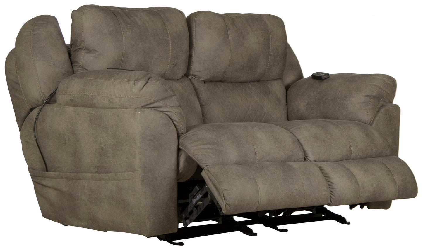 Flynn - Power Lay Flat Rocking Loveseat With Power Adjustable Headrest & Lumbar And Dual Heat & Massage - Fig - Hornell Furniture Outlet