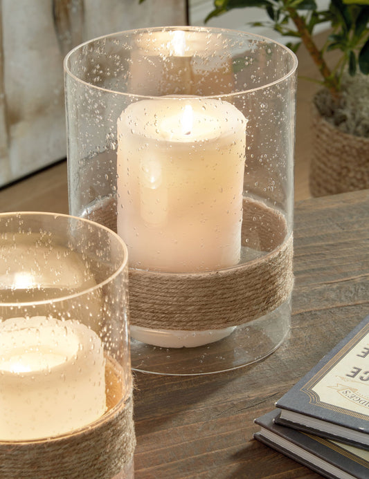 Eudocia - Clear - Candle Holder Set (Set of 2) - Hornell Furniture Outlet