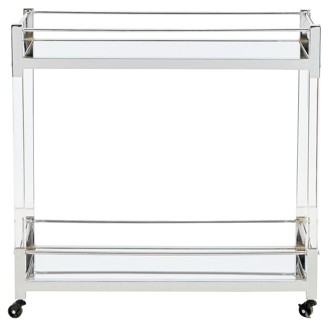 Chaseton - Clear / Silver Finish - Bar Cart - Hornell Furniture Outlet