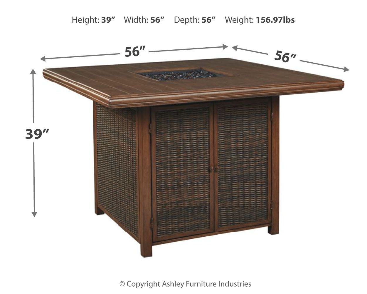 Paradise Trail - Medium Brown - Square Bar Table w/Fire Pit - Hornell Furniture Outlet