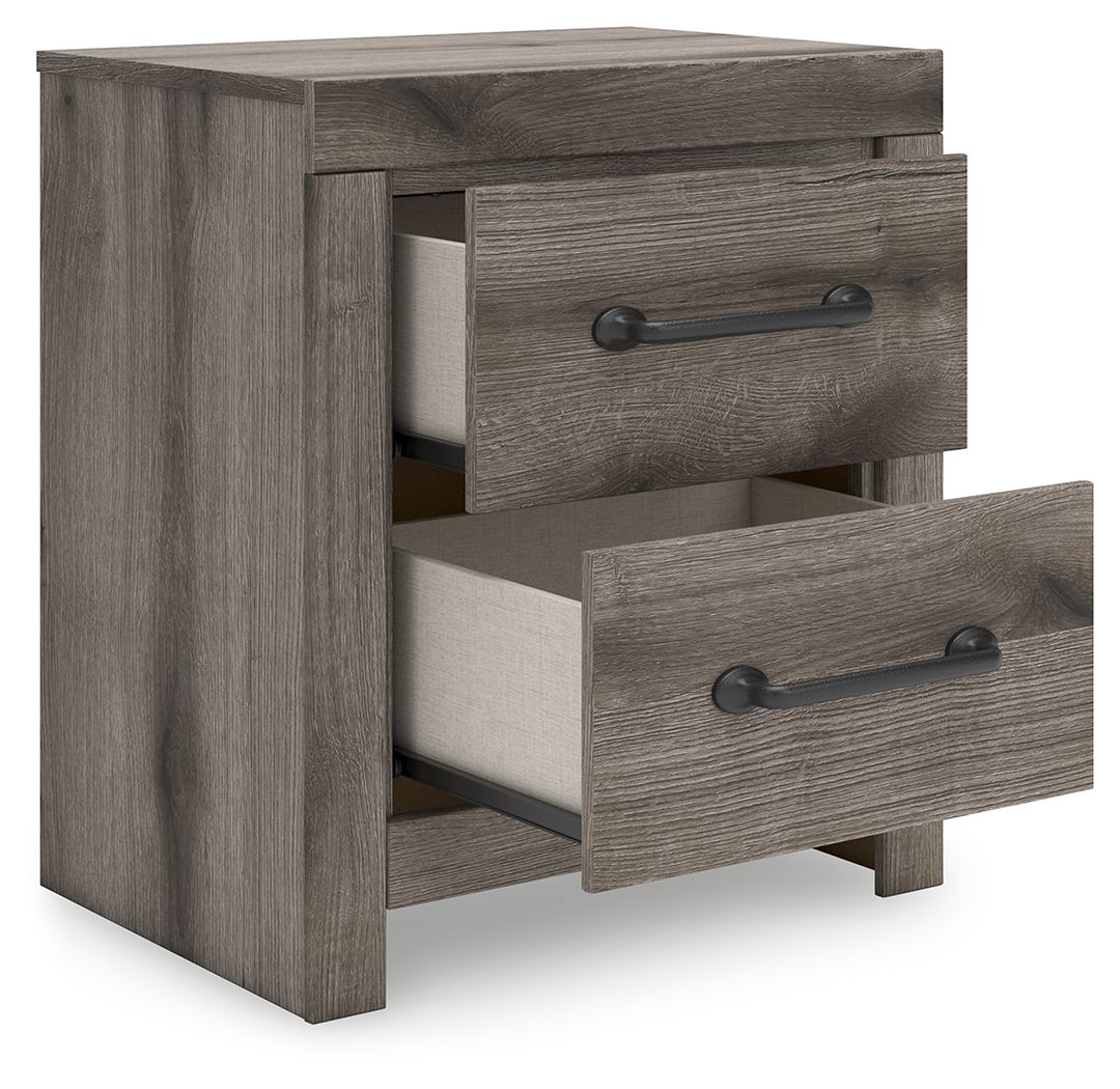 Graystorm - Brown Gray - Two Drawer Night Stand - Hornell Furniture Outlet
