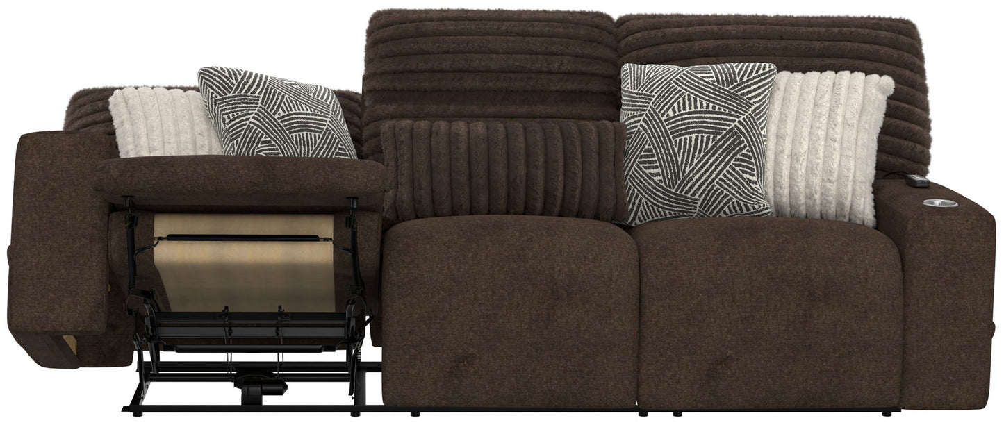 Zen - Power Reclining Sofa With CR3 Heat/Massage/Zero Gravity - Chocolate - Hornell Furniture Outlet