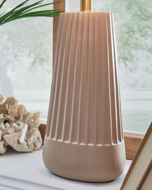 Dellner - Ceramic Table Lamp - Mocha - Hornell Furniture Outlet