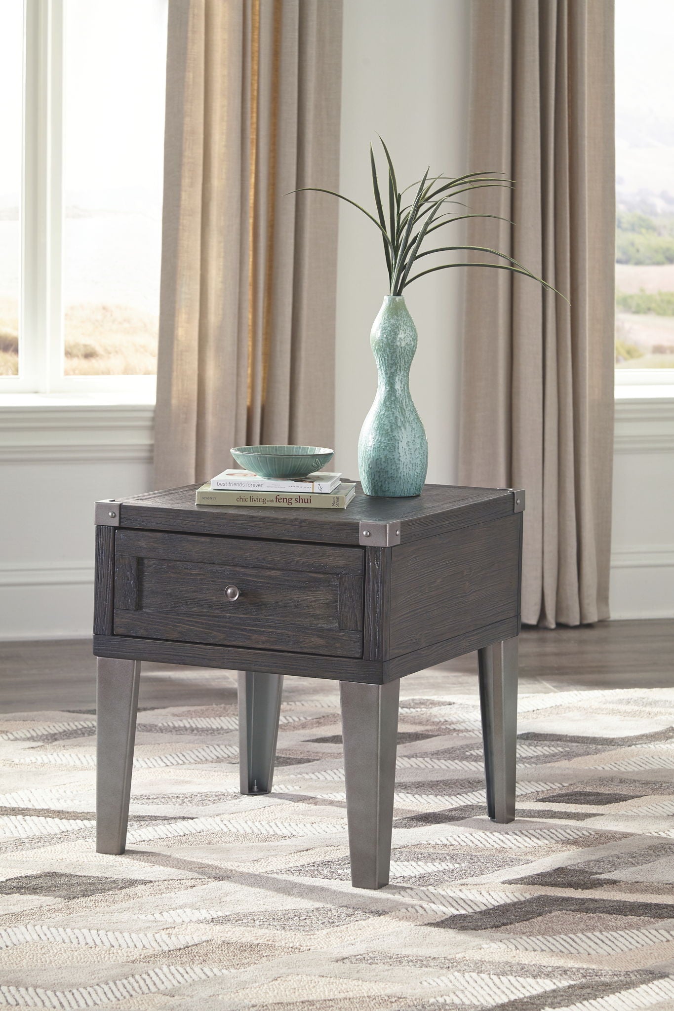 Todoe - Dark Gray - Rectangular End Table - Hornell Furniture Outlet
