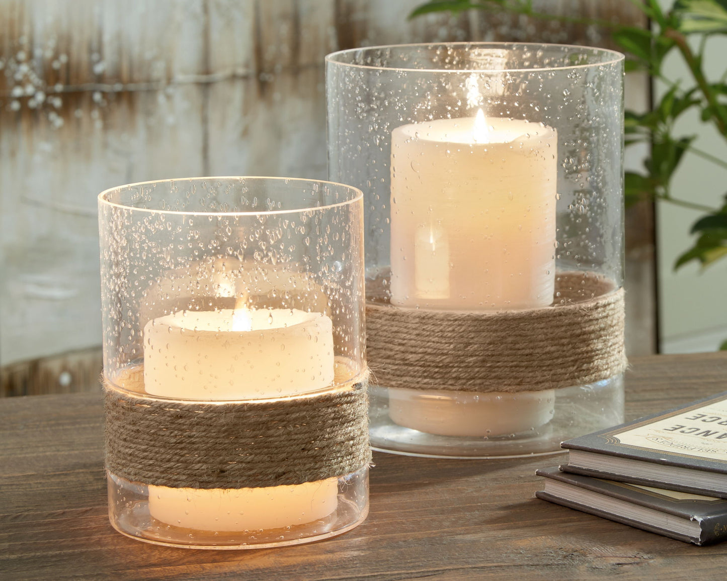 Eudocia - Clear - Candle Holder Set (Set of 2) - Hornell Furniture Outlet