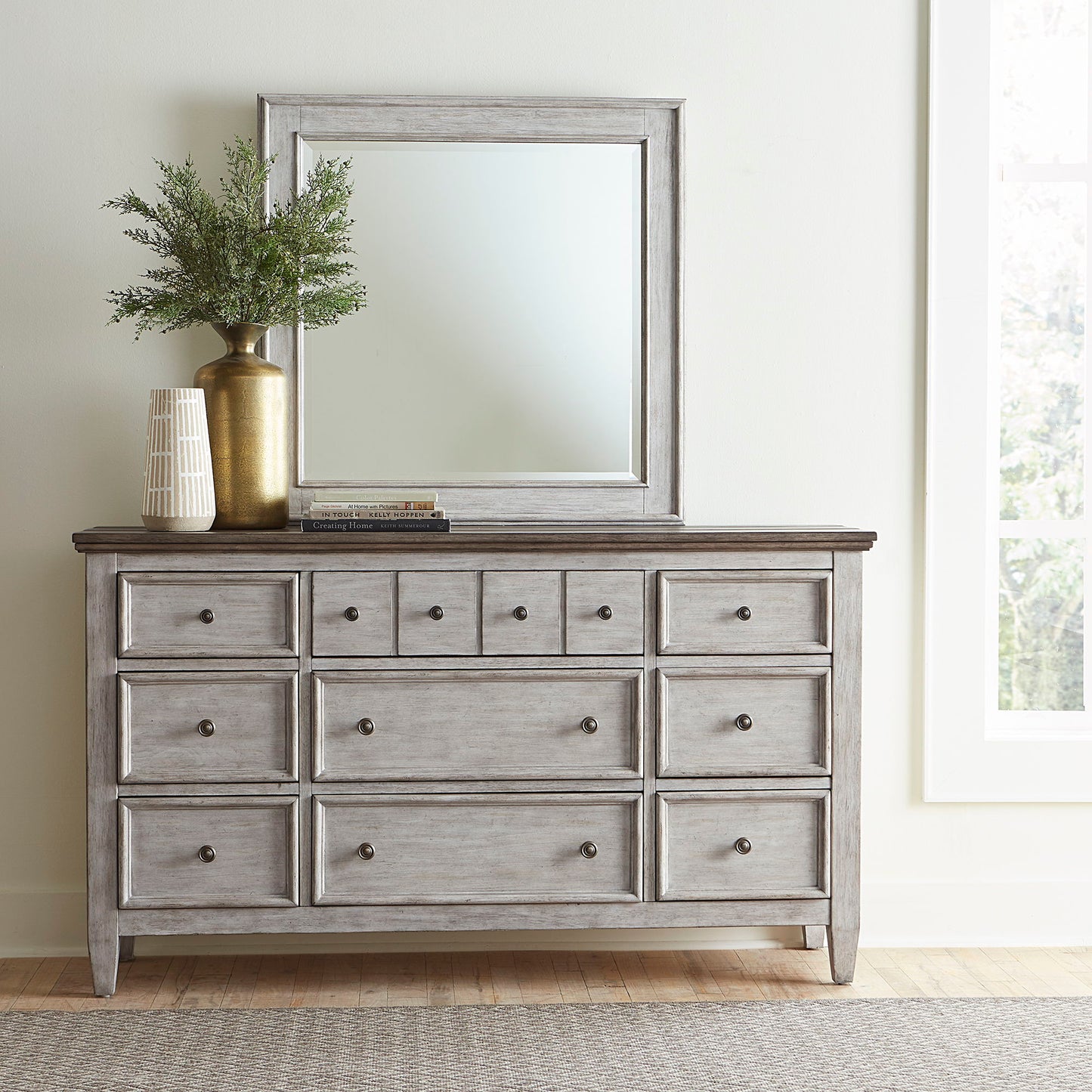 Heartland - Farmhouse - Panel Bed, Dresser & Mirror Set - Hornell Furniture Outlet