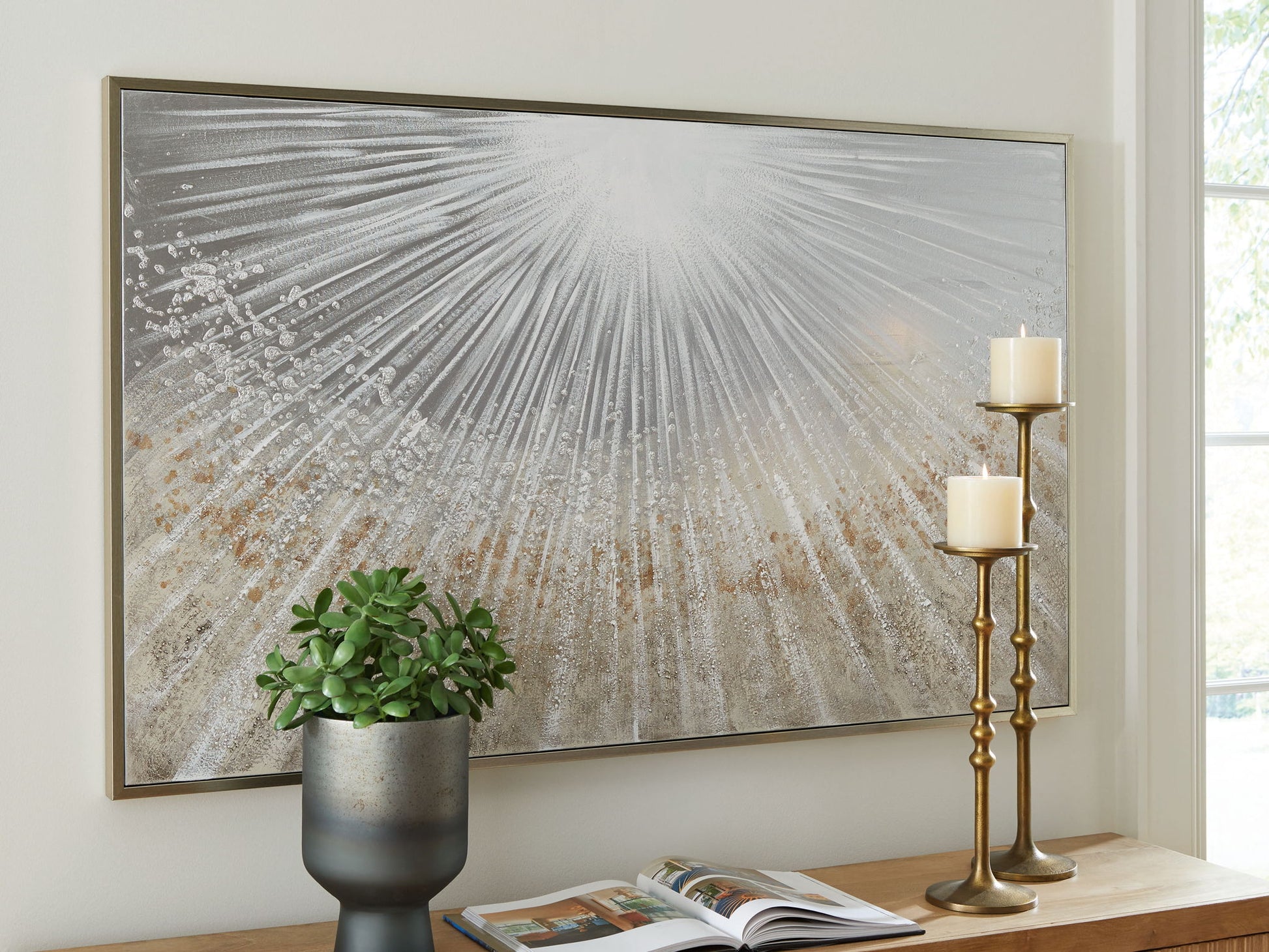 Waldard - Gray / Taupe / White - Wall Art - Hornell Furniture Outlet