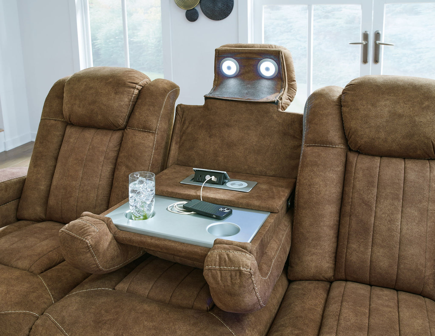 Wolfridge - Brindle - Power Reclining Sofa With Adj Headrest - Hornell Furniture Outlet