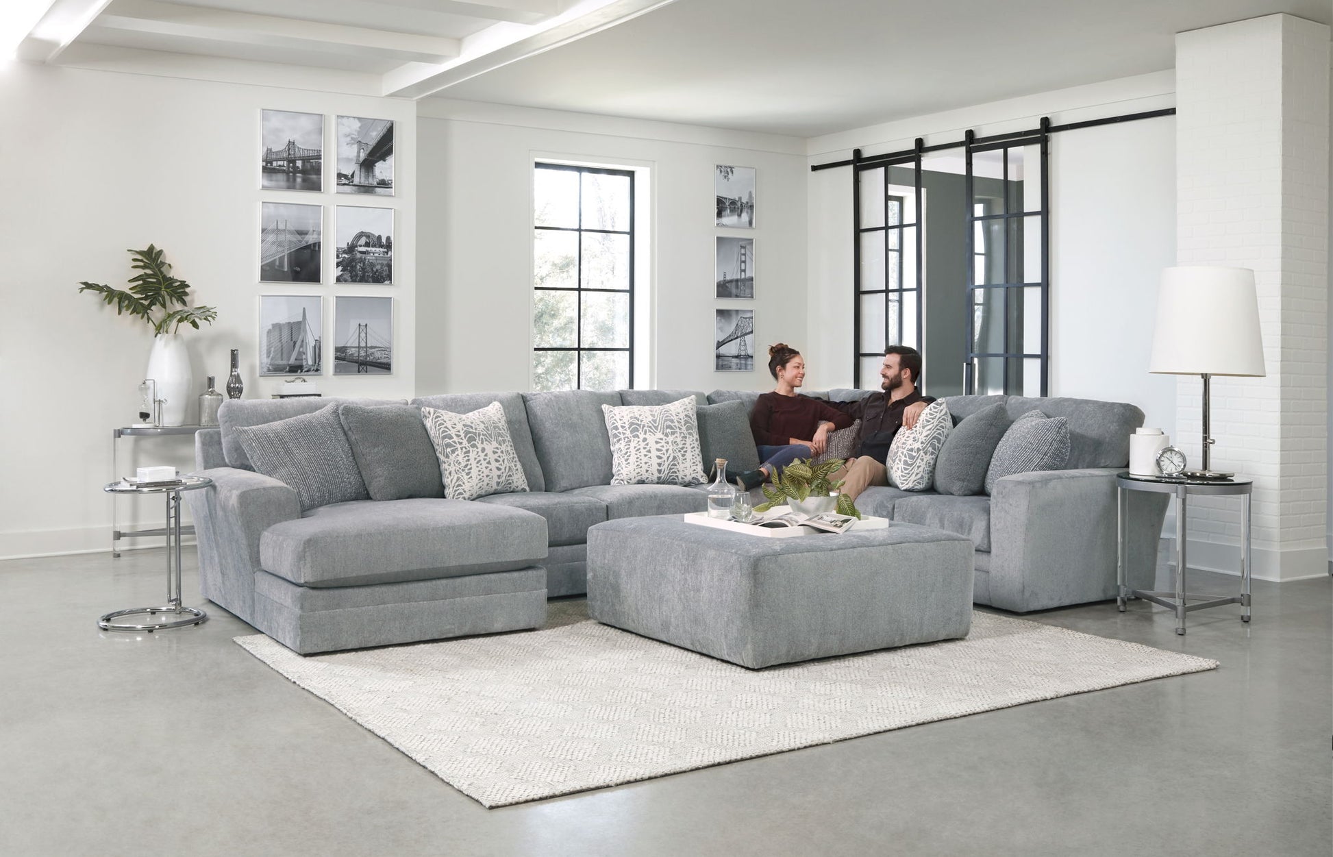 Glacier - Sectional With Cocktail Ottoman - Hornell Furniture Outlet