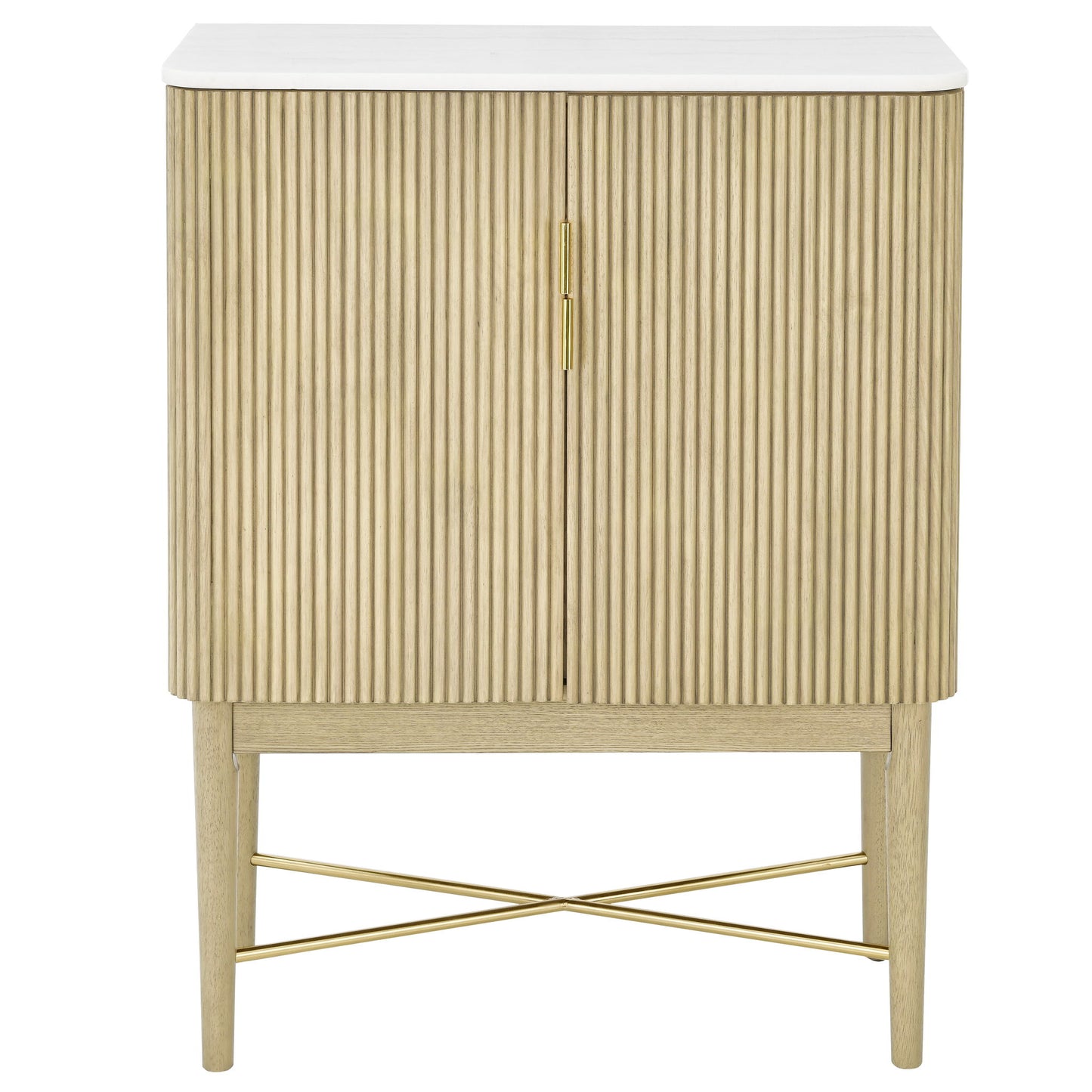 Vida - Marble Top Wine Cabinet - White