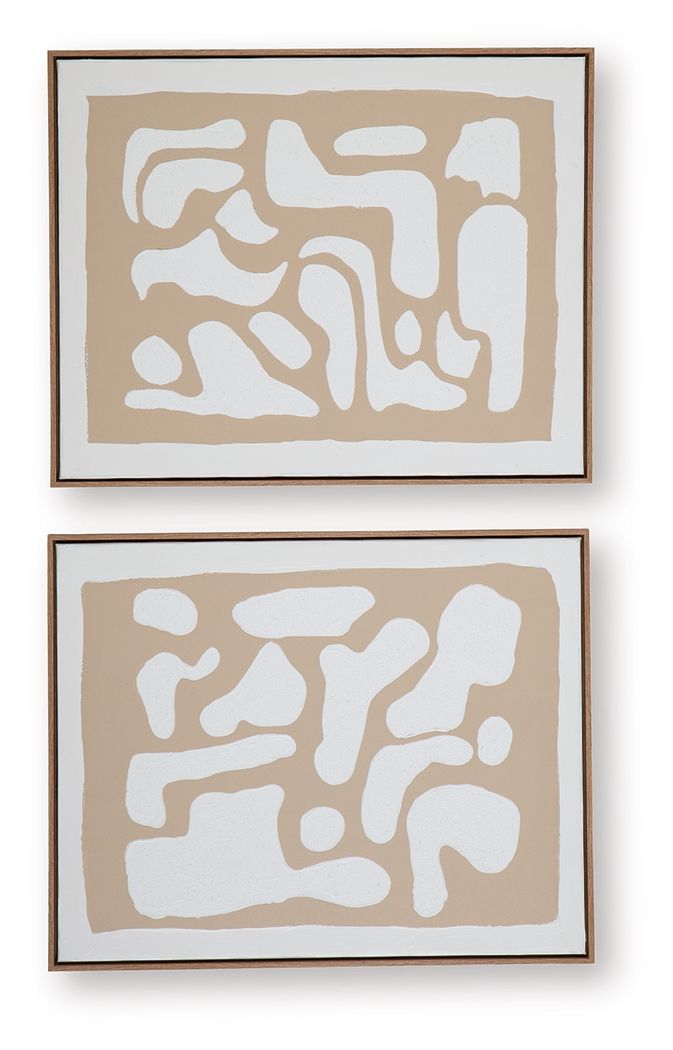 Waldett - Beige / White - Wall Art Set (Set of 2) - Hornell Furniture Outlet