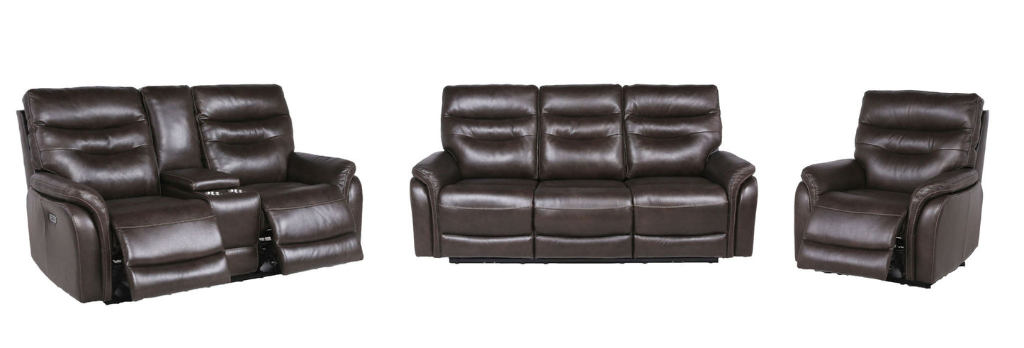 Fortuna - 3 Piece Dual Power Reclining Set - Coffee - Hornell Furniture Outlet