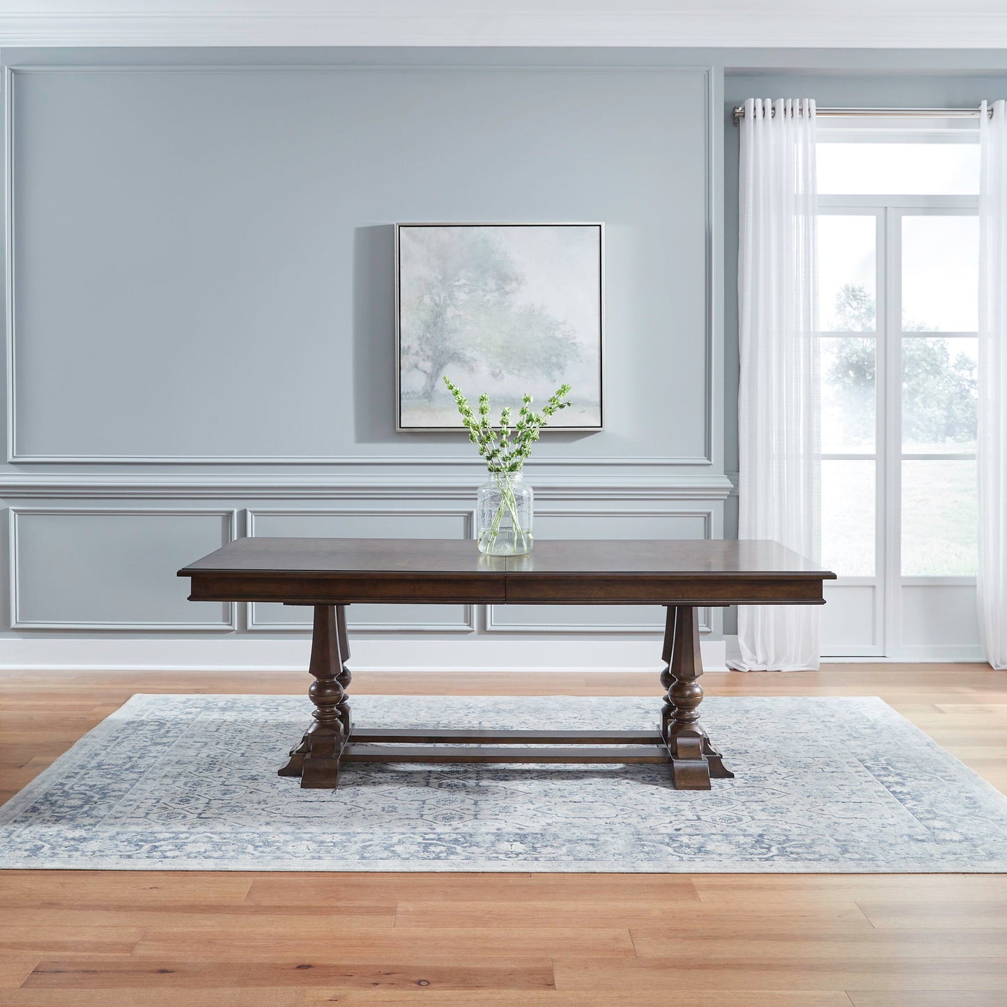 Arden Road - Trestle Table Set - Satin Cherry - Hornell Furniture Outlet