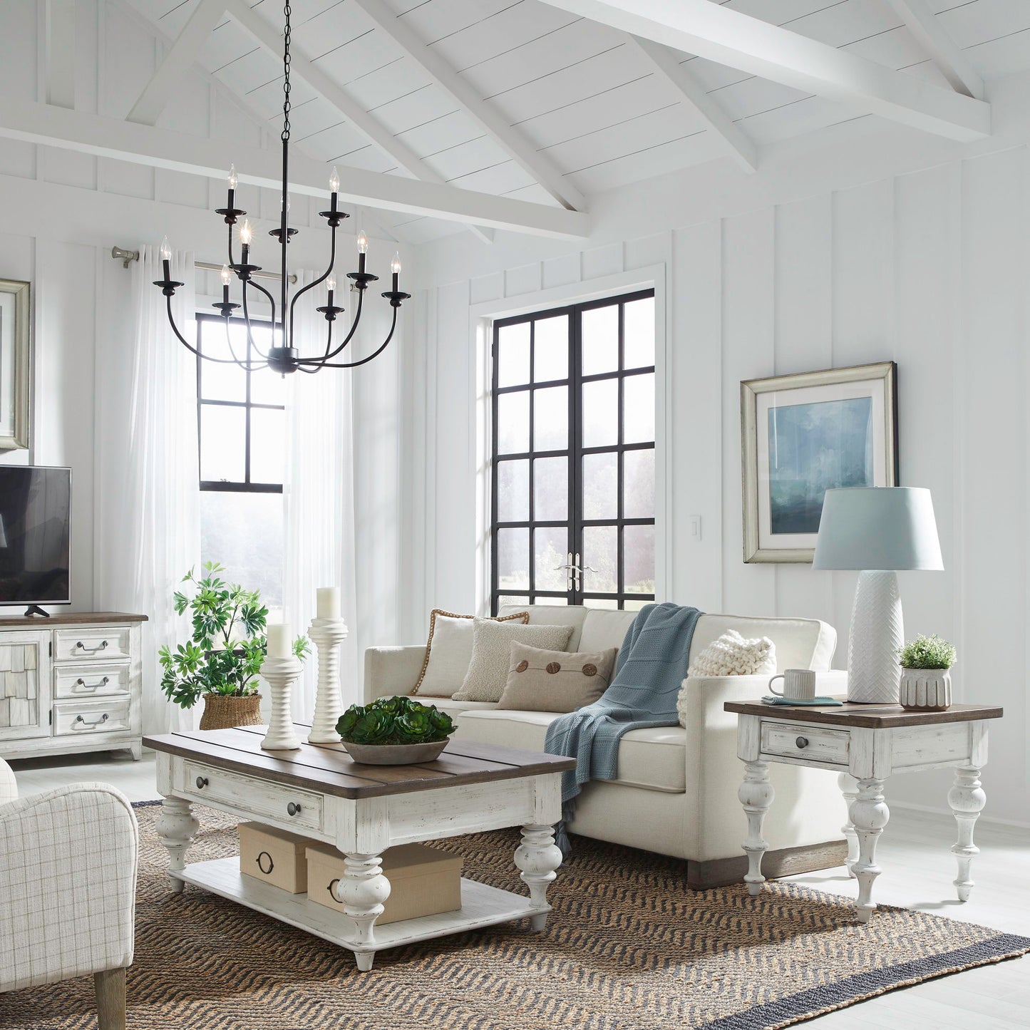 River Place - 3 Piece Table Set (1 Cocktail 2 End Tables) - White - Hornell Furniture Outlet