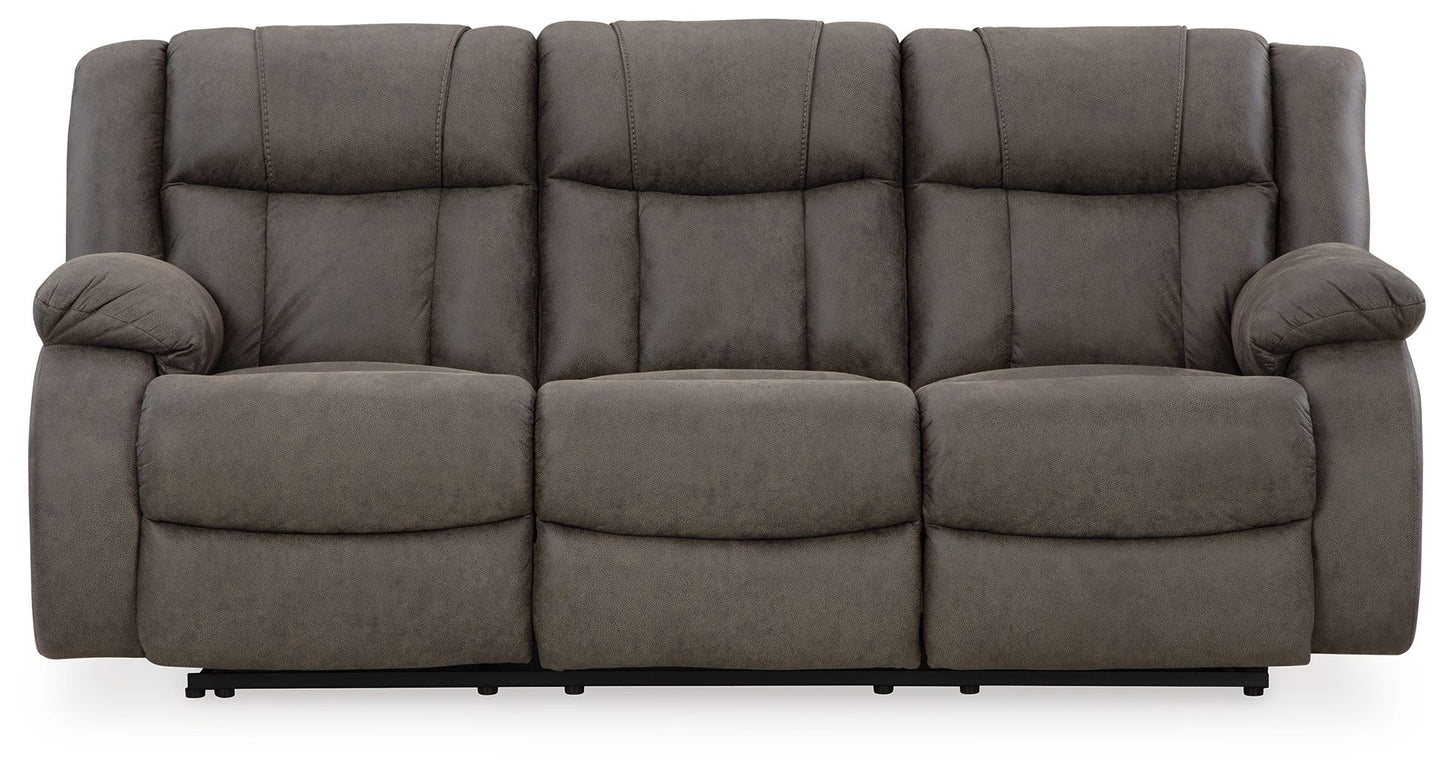 First Base - Gunmetal - Reclining Sofa - Hornell Furniture Outlet