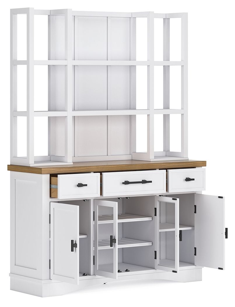 Ashbryn - White / Natural - Dining Server And Hutch - Hornell Furniture Outlet