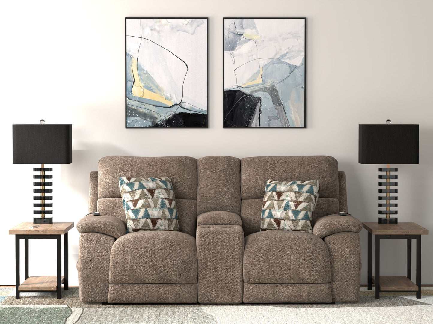 Joya - Power Zero Gravity Reclining Console Loveseat With Power Adjustable Headrest And CR3 Heat/Massage/Lumbar/ZG - Mushroom - Hornell Furniture Outlet