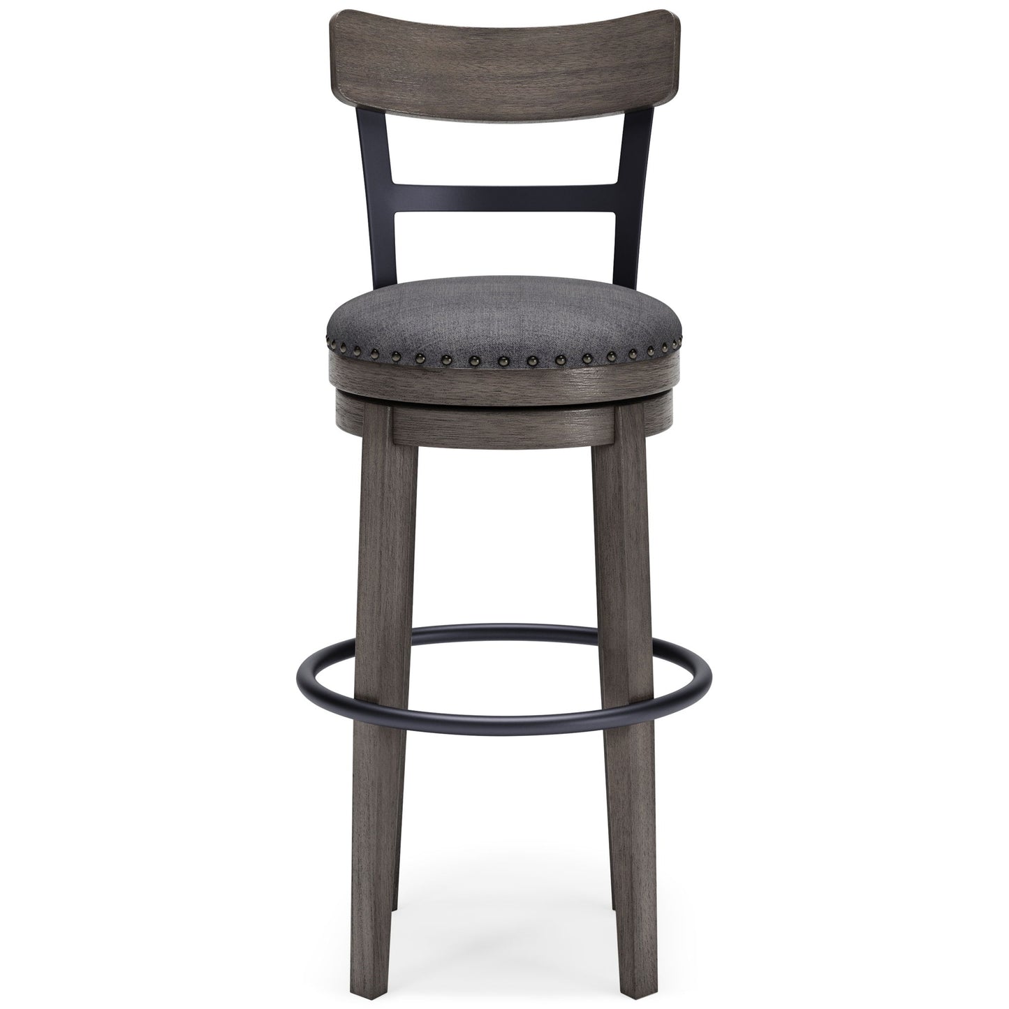 Caitbrook - Gray - Tall UPH Swivel Barstool - Hornell Furniture Outlet