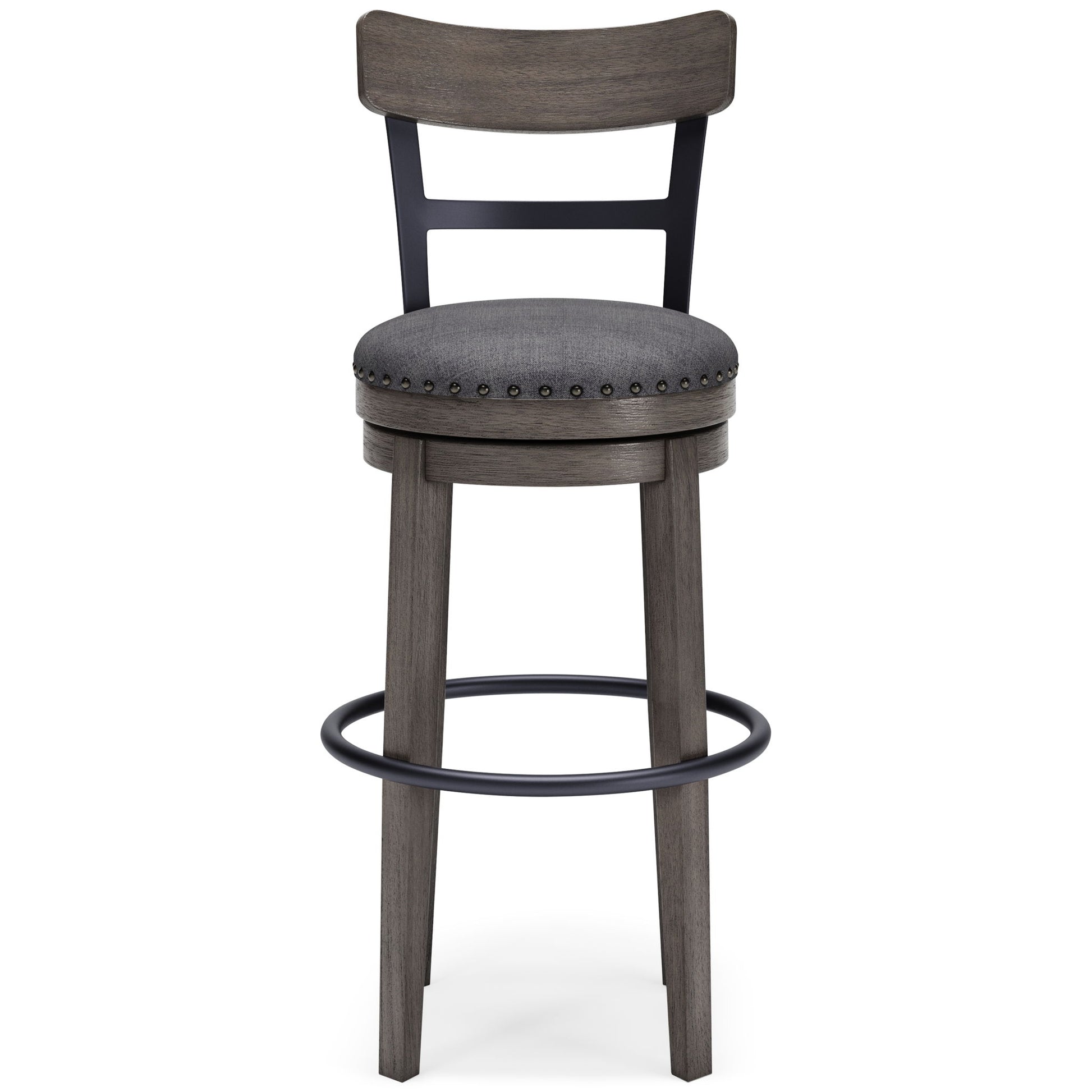 Caitbrook - Gray - Tall UPH Swivel Barstool - Hornell Furniture Outlet