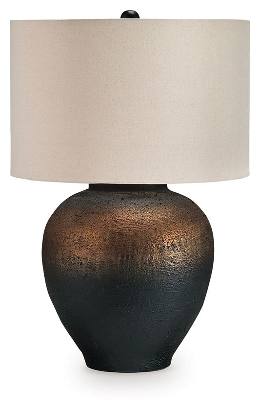 Newgerhard - Brown / Black - Metal Table Lamp - Hornell Furniture Outlet