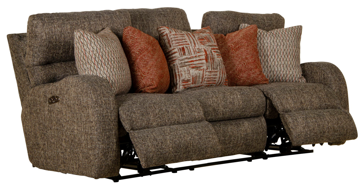 Liam - Power Headrest Power Lay Flat Reclining Sofa - Coal - Hornell Furniture Outlet