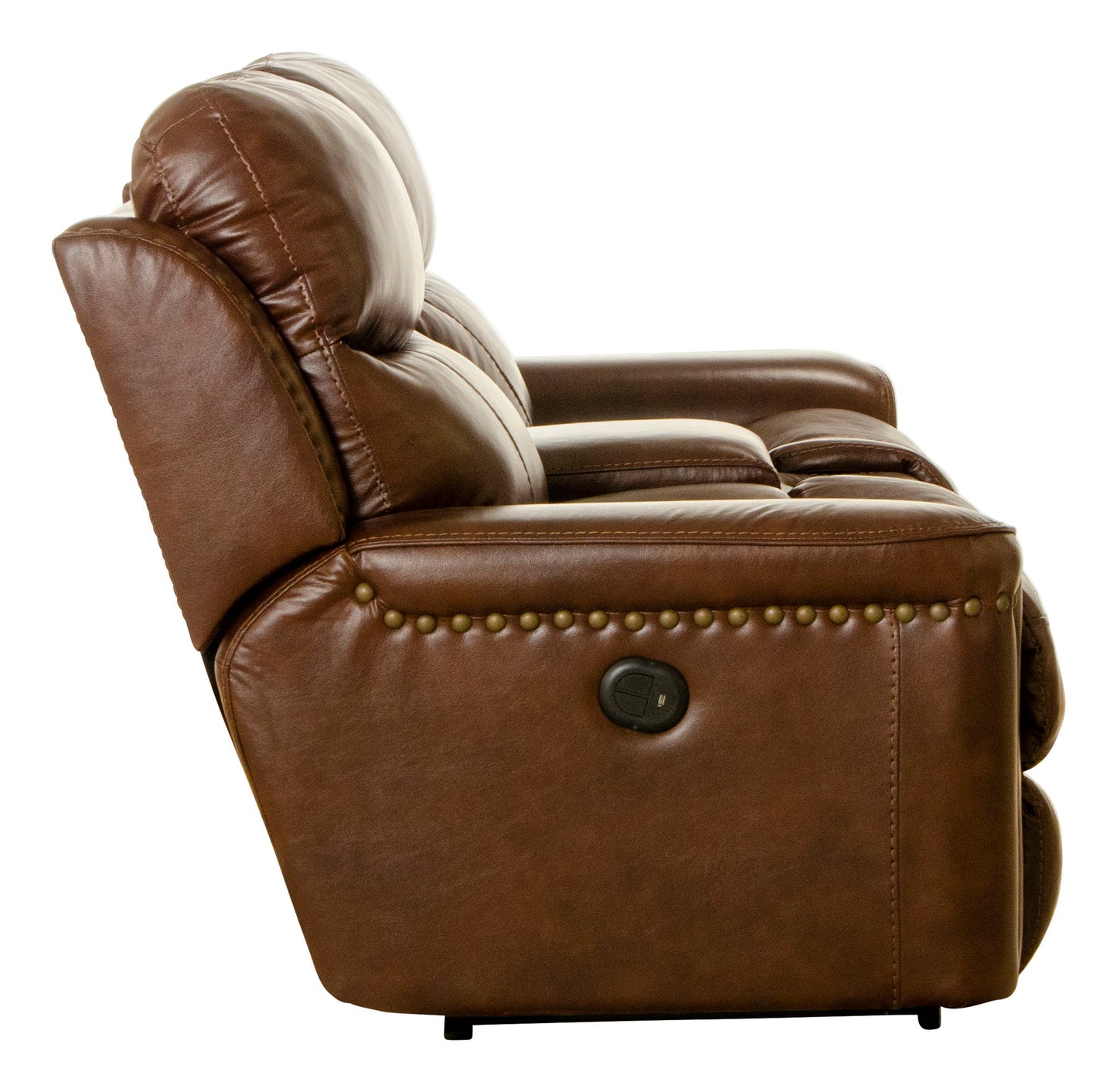 Ceretti - Power Reclining Console Loveseat - Brown Top Grain Italian Leather Match - Hornell Furniture Outlet