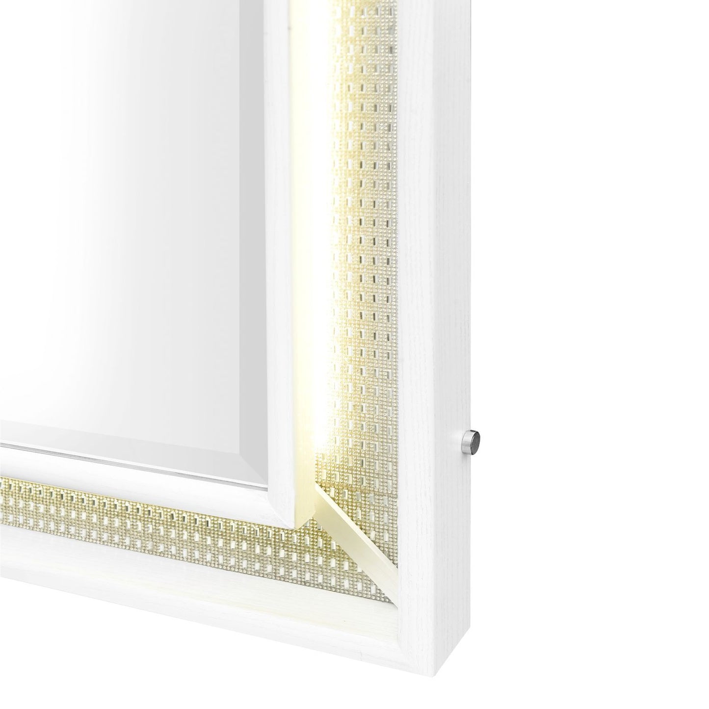 Reflections - Vanity Mirror - Pearl White & Rhinestone - Hornell Furniture Outlet